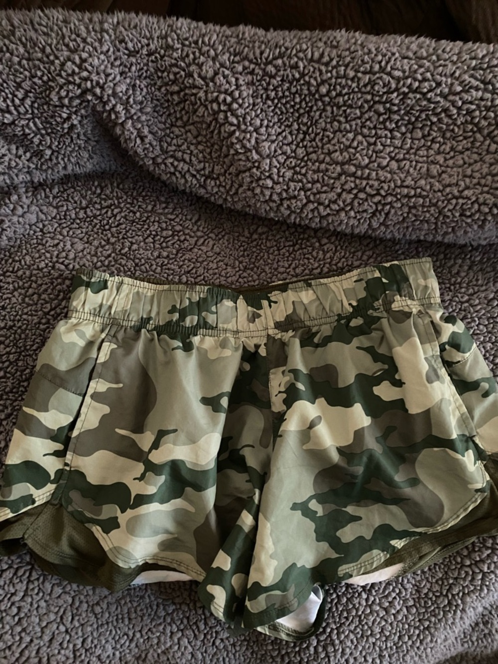 Women's Camouflage Running Shorts - Olive Camo